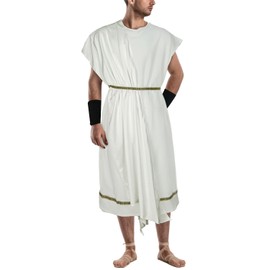 NEKIFUI Men's Toga Costume Adult Greek God Roman Party Accessories Set(Z3744WH,2XL)