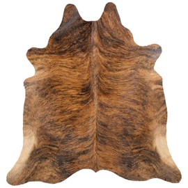 Sunshine Cowhides 100% Genuine Brindle Reddish Cowhide Rug - Modern Style Animal Skin Rug & Floor Carpet for Living Room, Bedroom, Kitchen & More - Extra Large (6x7-8 Ft.)