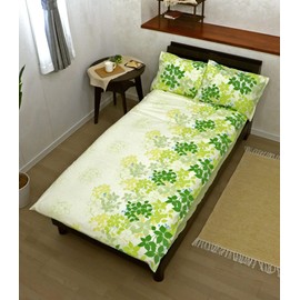 CAMEL PALMS 100% Cotton Futon Cover, Single Size, For Futons 39.4 x 78.7 inches (100 x 200 cm), Leaf Pattern, Green