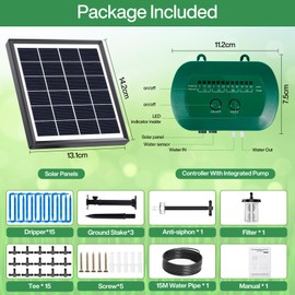 MULEVIP Solar Bewässerungssystem 2024 Automatische Bewässerungssystem Garten, Garten Bewässerungssystem Tröpfchenbewässerung System mit Timer und 15M Schlauch, für Garten,Balkon Pflanzen,Freien