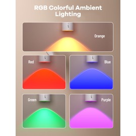 Joyzy Wall Light Rechargeable RGB Colorful Led Picture Lights for Wall Lighting Battery Operated Wall Sconce Two-Headed for Bedroom, Remote and Touch Control Wall Mounted Lamps with Wireless Magnetic