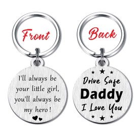 DEGASKEN Dad Birthday Gifts from Daughter, Father Keyring from Girls, Drive Safe Keyring for Daddy Christmas New Year Present