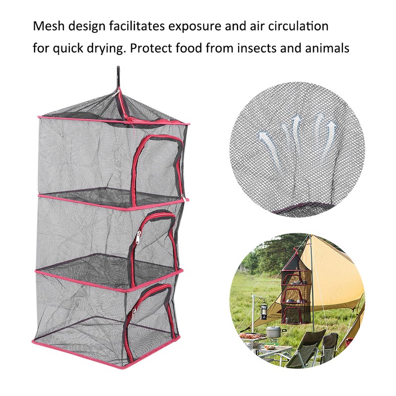 Outdoor Hanging Drying Rack Folding 4 Layers Storage Basket for