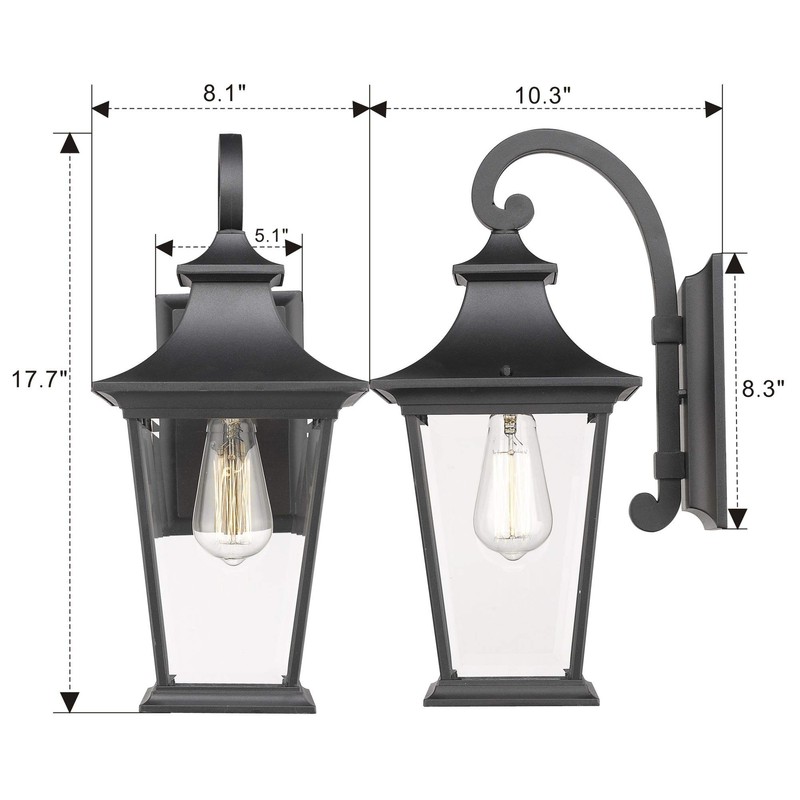 Emliviar Outdoor Wall Lantern, 1-Light Exterior Wall Mount Light with
