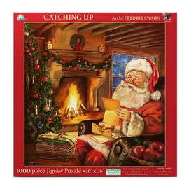 SunsOut Catching Up Christmas - Santa Claus 1000 pc Jigsaw Puzzle by Artist: Fredik Swann - Finished Size 26" x 26" - MPN# 60682