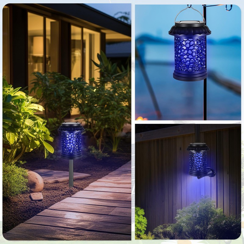 Qualirey 2 Pack Solar Bug Zapper for Outdoor & Indoor,