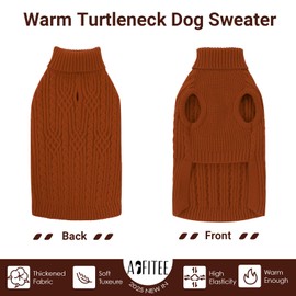 AOFITEE Dog Sweater, Medium Dog Sweater Girl Boy, Soft Turtleneck Pet Pullover for Winter Fall, Red Dogs Sweaters Dog Knitwear for Jack Russell, Mini Dachshund, Boston Terrier, Schnauzer, Brickred M