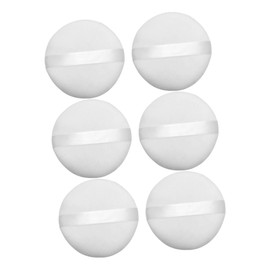 Healeved 6pcs Round Plush Makeup Powder Puff and Reusable Cosmetic Tool for Foundation and Powder Application Skin-friendly Material Hand-stitched Ribbons for Everyday Use
