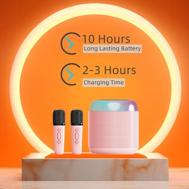 Mini Karaoke Machine,Portable Bluetooth Speaker with 2 Wireless Microphones for Kids Adults, Songs Toys for Boys and Girls Birthday Gifts Home Party Indoor Outdoor Activities