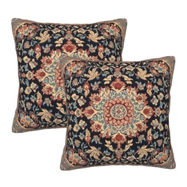 Droerfes Vintage Floral Throw Pillow Covers Decorative Cushion Cases Pillowcase for Home Living Room Bed Sofa Farmhouse 18 X 18 Inch Set of 2