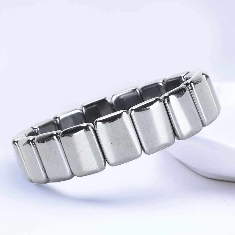 Terahertz Rectangle Bead Bracelet Energy Stone Fashion Unisex Terahertz Elastic