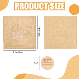 100 Pcs Cookie Bags, Cookie Packaging, Bakery Bags with Window, Kraft Paper Baked Goods Pouch for Pastry Snacks Muffins Donuts Croissants Gifts Givinge with 120 Pcs Sealing Sticker