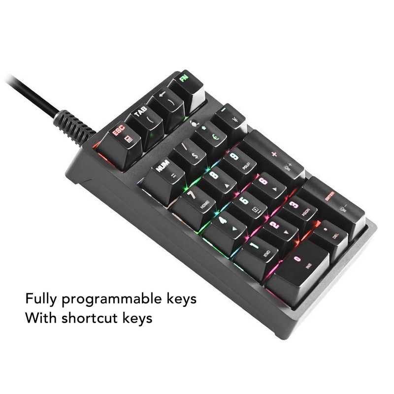 Mechanical Numeric Keypad Wired 21 Keys Blue Switch Color LED