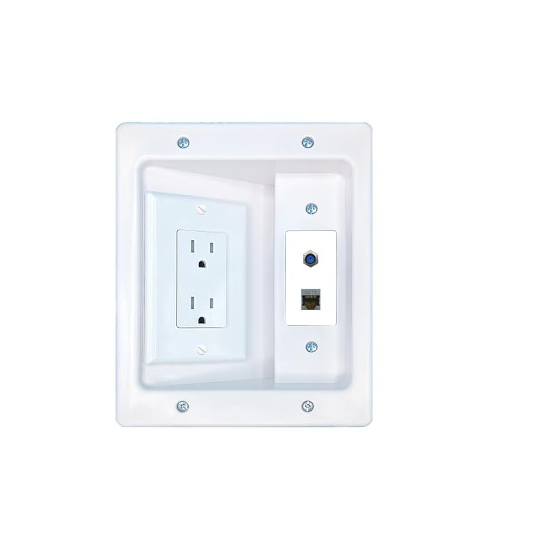 RiteAV CAT6-SHIELDED F81 Recessed Wall Plate Cable Concealer Management Kit