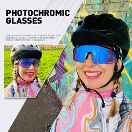 KAPVOE Photochromic Cycling Glasses Men Women Clear Mountain Bike Sunglasses Sports Sunglasses MTB Biking Baseball K91