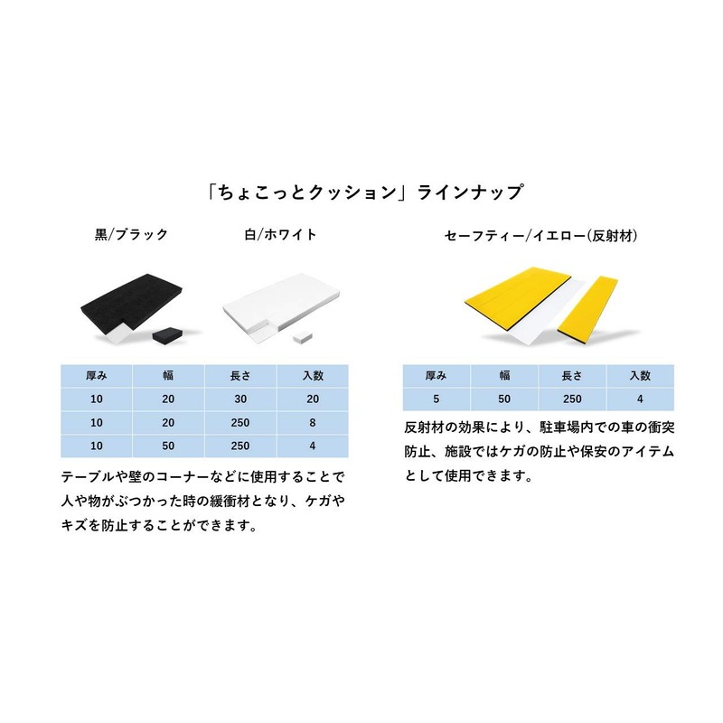 Plump Cushion Tape, "Little Cushion Long Wide, Black, Black" Thick