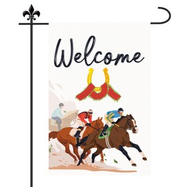 Kentucky Derby Garden Flag, 18x12 Inch Horse Racing Welcome Yard Flag Double Sided Run for The Roses Racing Churchill Downs Theme Party Decorations for Outdoor Lawn Patio Decor Supplies