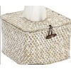 Square Rattan Tissue Box Cover (Whitewash)