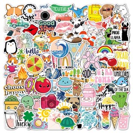 FOCRI 100pcs Aesthetic Vsco Cute Stickers for Phone Laptop Skateboard Journaling Kawaii Sticker Packs, Vinyl Waterproof Funny Stickers, Things for Teens Girls Children