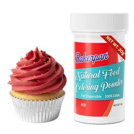 Bakerpan Red Oil-Based Dye-Free Food Coloring Powder for Baking - 30g - Plant-Based, Natural Coloring for Buttercream Frosting, Chocolate, Candy Color, Icing, Cakes