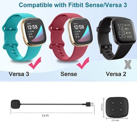 SZBAMI 2 Pack Charging Cable for Versa 4/Sense/Versa 3/Sense 2, 3.2 Ft USB Magnetic Charger for Versa 3/Versa 4/Sense2/Sense