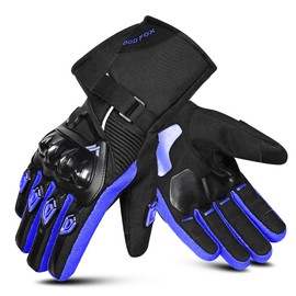 WESTWOOD FOX Winter Motorcycle Gloves for Men Women, Waterproof Motorcycle Gloves Touch Screen Lightweight Warm Protective Gloves for BMX, ATV, UTV, Mountain Biking (Black Blue, XL)