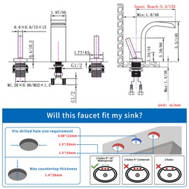 SKOWLL Black Waterfall Bathroom Faucet 8 Inch Widespread Bathroom Faucet 3 Hole, Deck Mount 2 Joy Sticks Handles Vanity Faucet 3 Hole