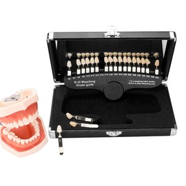 faruijie Teeth Shade Guide – Zahnaufhellungs-Schattierung-Diagramm, professionelles Porzellan, 3D R-20 Farbkomparator mit Spiegel, Zahnblondierung, Farbverfolgungsdiagramm mit 20 Farben