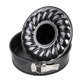 Zenker 10-inch Non-Stick Carbon Steel Springform Pan with 2 Bases, Standard and Bund