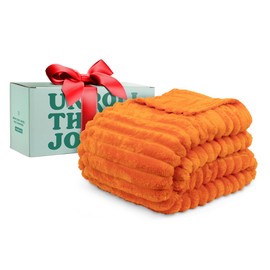 GO Premium Plush Soft Throw Blanket for Couch - Orange Fleece Blanket for Living Room, Bedroom, Home Decor - Small Couch Blanket for Men, Women (50x60 Inches)