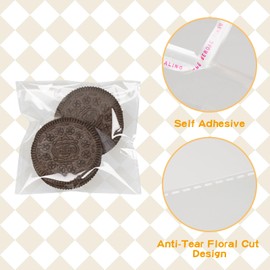 ONFAON Cookie Bags with Seal, 150 Pcs Crack-Resistant & Self-Sealing Treat Bag for Cookies, Bakery Goods, and Snacks – Food-Grade Clear Cellophane Bag for Gifts & Parties(4x4 in)