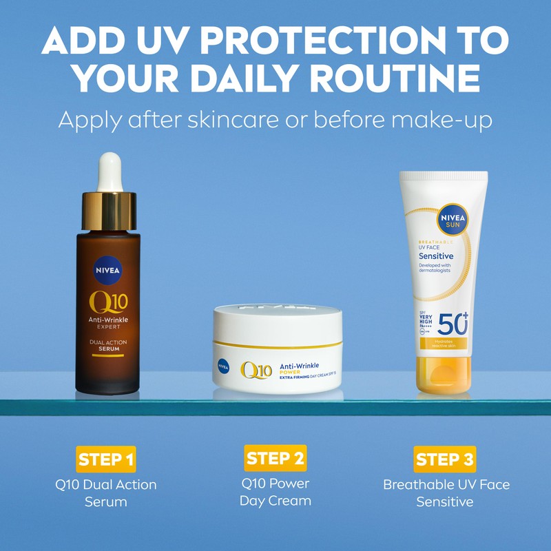 NIVEA SUN Breathable UV Face Sensitive SPF 50+ (40ml), Face