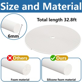 moonoom 32.8Ft Foam Silicone Backer Rod, White Crack Caulk Saver, Concrete Expansion Joint Filler for Wall Tile Gaps Joints Filling and Sealing (1/4 Inch)