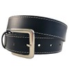 Zelikovitz 1.5"(38mm) Men's Black Solid Buffalo Leather Stitched Belt Handmade