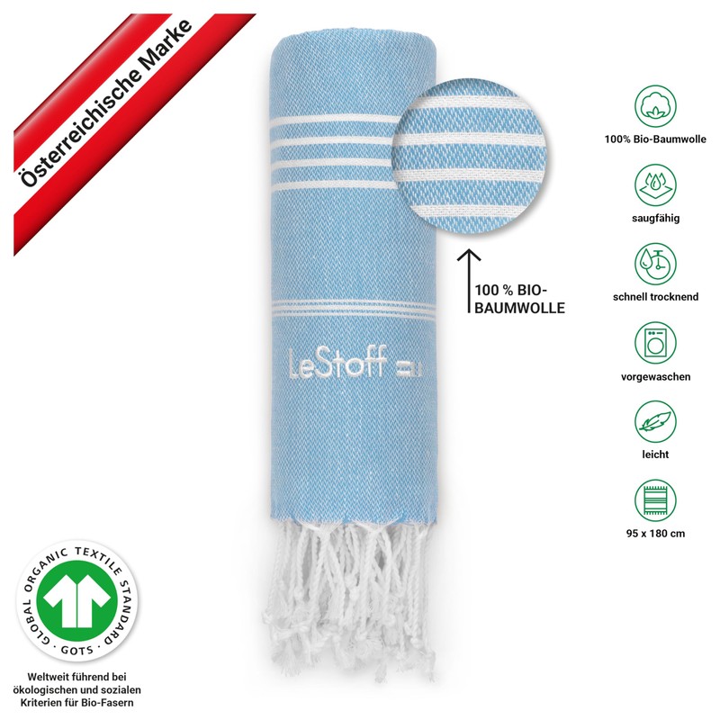 LeStoff Premium Hammam Towel (Set of 2) - 100% Organic