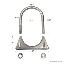 3 Inch Stainless Steel Heavy Duty U-Bolt Exhaust Muffer Clamp (76mm), Saddle Design with Reinforced Ribs