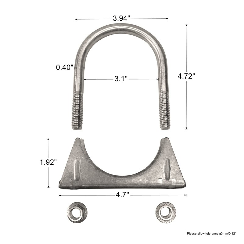 3 Inch Stainless Steel Heavy Duty U-Bolt Exhaust Muffer Clamp