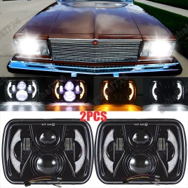 Unbranded For Chevy Malibu 78-1981 & For Corvette DOT Pair 5X7" 7x6 LED Headlights w/DRL
