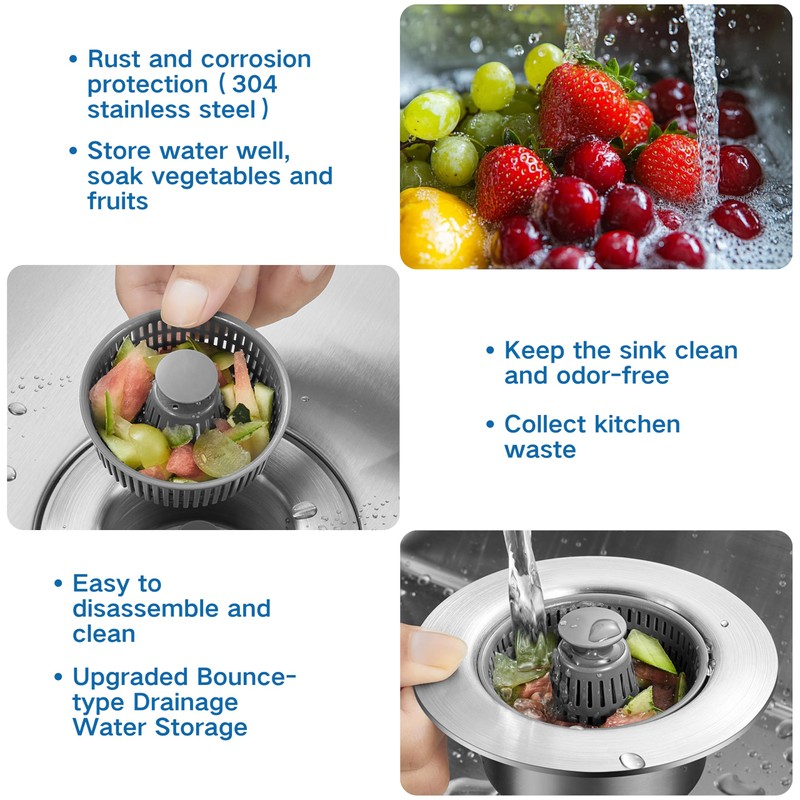RegBogen 3 in 1 Kitchen Sink Drain Strainer, Kitchen Gadgets