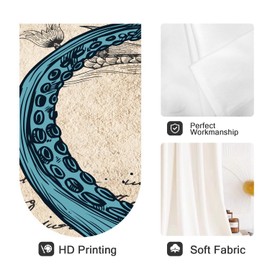 Coxila Vintage Octopus Kitchen Window Curtains 27.5 x 39 Inch Small Short Mini Cafe Rod Pocket Nautical Ocean Kraken Pirate for Living Bedroom Room Home Treatment Set of 2 Curtain Panels Drapes Tiers