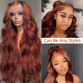 Reddish Brown Lace Front Wigs Human Hair Pre Plucked 13x4 Body Wave Glueless Wigs Human Hair Auburn Colored Human Hair Lace Front Wigs HD Lace Frontal Human Hair Wigs With Baby Hair 26 inch