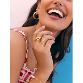 SINGULARU - Trinity 18K Gold Plated Brass Ring Jewelry for Women Size 10-18, 10, Gold Gold Precious metal, No Gemstone