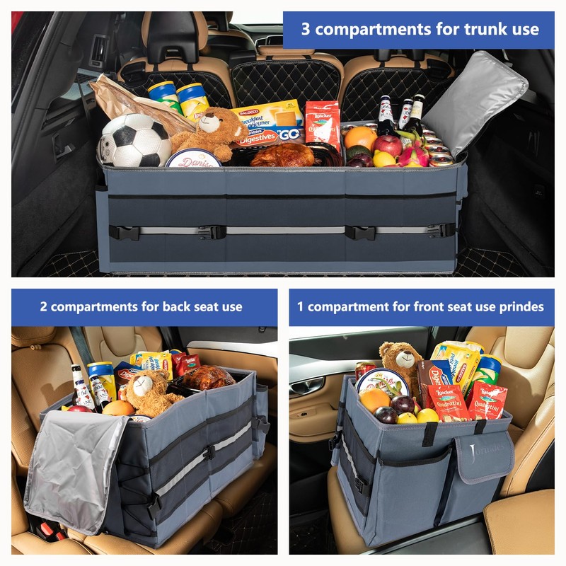 Trunk Organizer With Built-In Insulated Leak Proof Cooler Bag,Collapsible Cargo