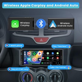 Inefala 6.9 Inch Single Din Car Stereo with Wireless Carplay Android Auto, HD Touch Screen with Bluetooth 5.0, FM Radio, EQ, SWC, Mirror Link, Backup Camera, Mic, Type-C/USB/AUX Port