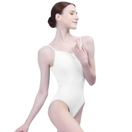 flexdans Women's ballet leotard, ballet leotard, backless vest, leotard for dance, ballet, gymnastics, White
