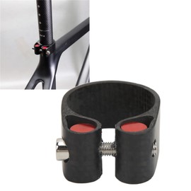 Tomotato Bike Seat Post Clamp, Carbon Fiber Bicycle Seatpost Collar, Quick Release Bicycle Seatpost Tube Clip for MTB Folding Bike Road Bike(31.8mm)