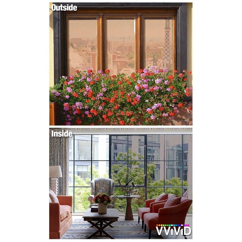 One-Way Bronze Mirror Finish Vinyl Window Wrap Self-Adhesive Film Roll