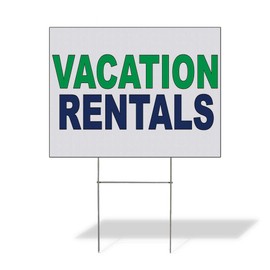 Fastasticdeals Weatherproof Yard Sign Vacation Rental Green Blue Lawn Garden 18x12 Inches 1 Side Print