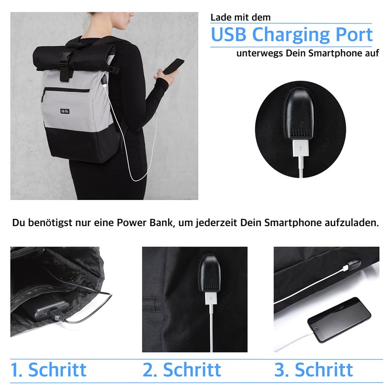 Ela Mo Women's School Backpack, Rolltop, Beautiful, Comfortable and Sophisticated,