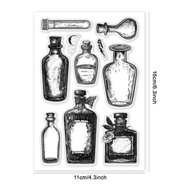 PH PandaHall Silicone Stamps - Vintage Bottle Shaped, Transparent, 4.3x6.3Inch for Crafting, Card Making & Scrapbooking